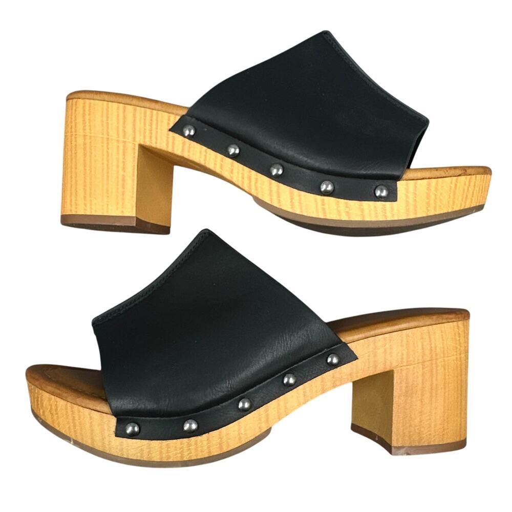 Maurices Sandals 7.5 Open Toe Slide Platform Chunky Heels Y2K Boho Hippie Retro